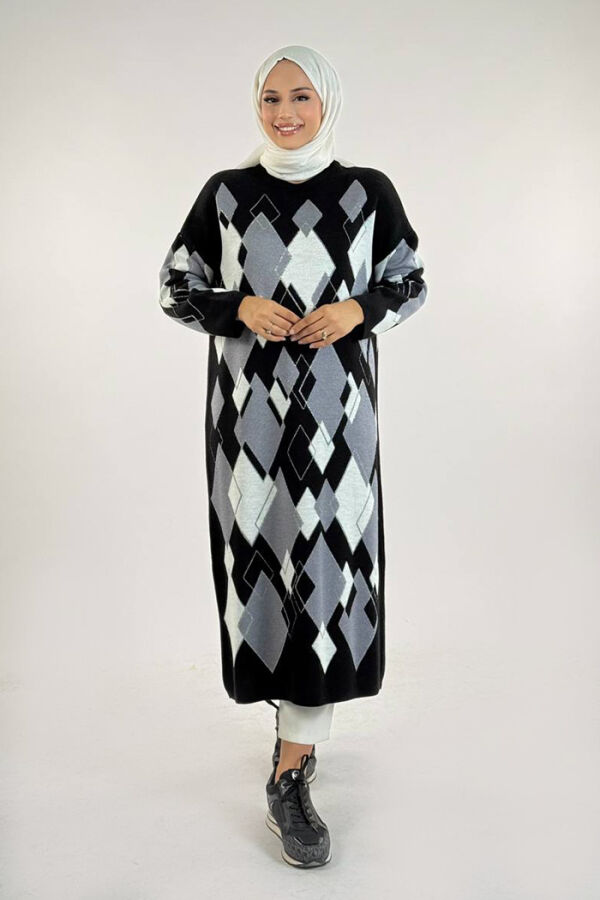 Geometrik Desen Tunik 18316 Siyah - 1