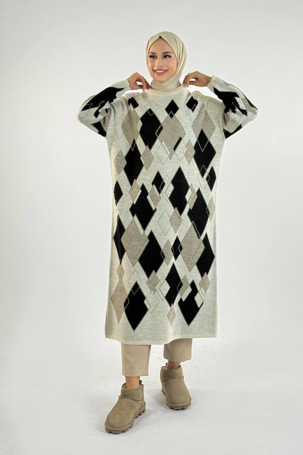 Geometrik Desen Tunik 18316 Taş - 1
