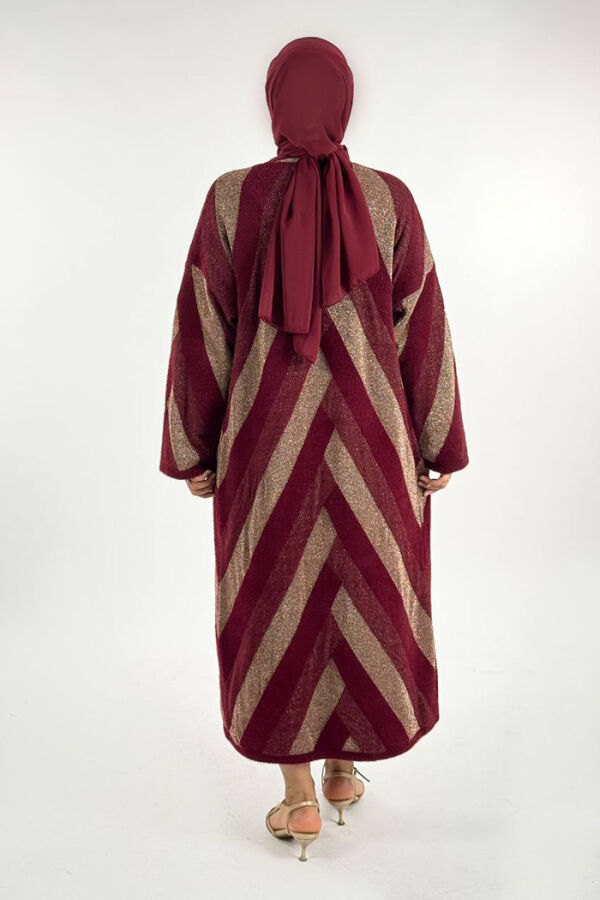 Geometrik Desenli Simli Hırka 18328 Bordo - 2