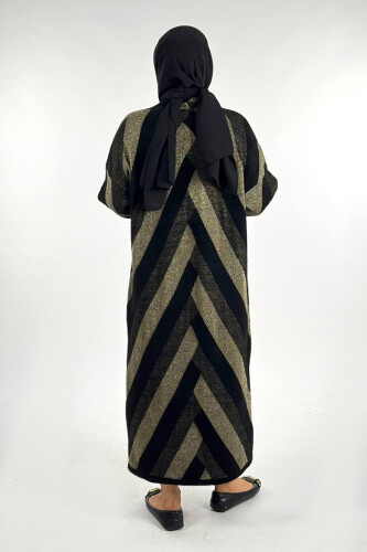 Geometrik Desenli Simli Hırka 18328 Siyah - 2