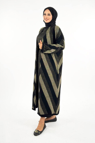 Geometrik Desenli Simli Hırka 18328 Siyah - 3