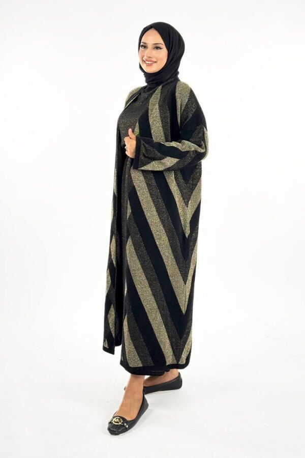 Geometrik Desenli Simli Hırka 18328 Siyah - 3