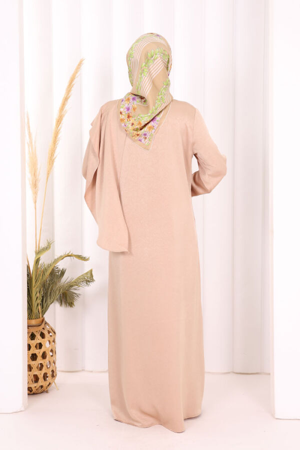 Gül Broşlu Uzun Tunik Pantolon İkili Takım 8010 Vizon - 4