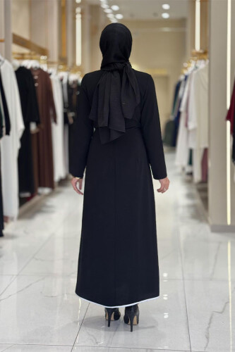 Gül Detaylı Elbise 3976 Siyah - 2