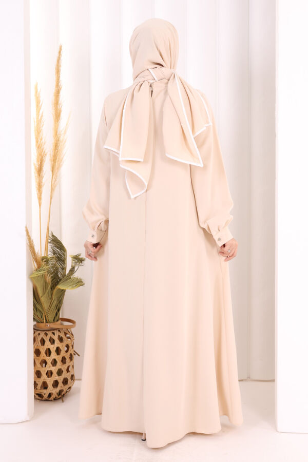 Gül ve Şerit Detaylı Elbise Şal Hediyeli 6065 Taş - 5