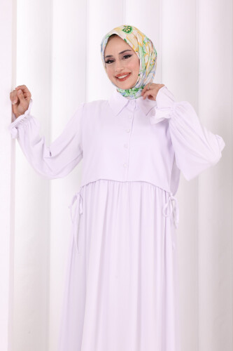 Pelerinli Elbise 6082 Ekru - 5