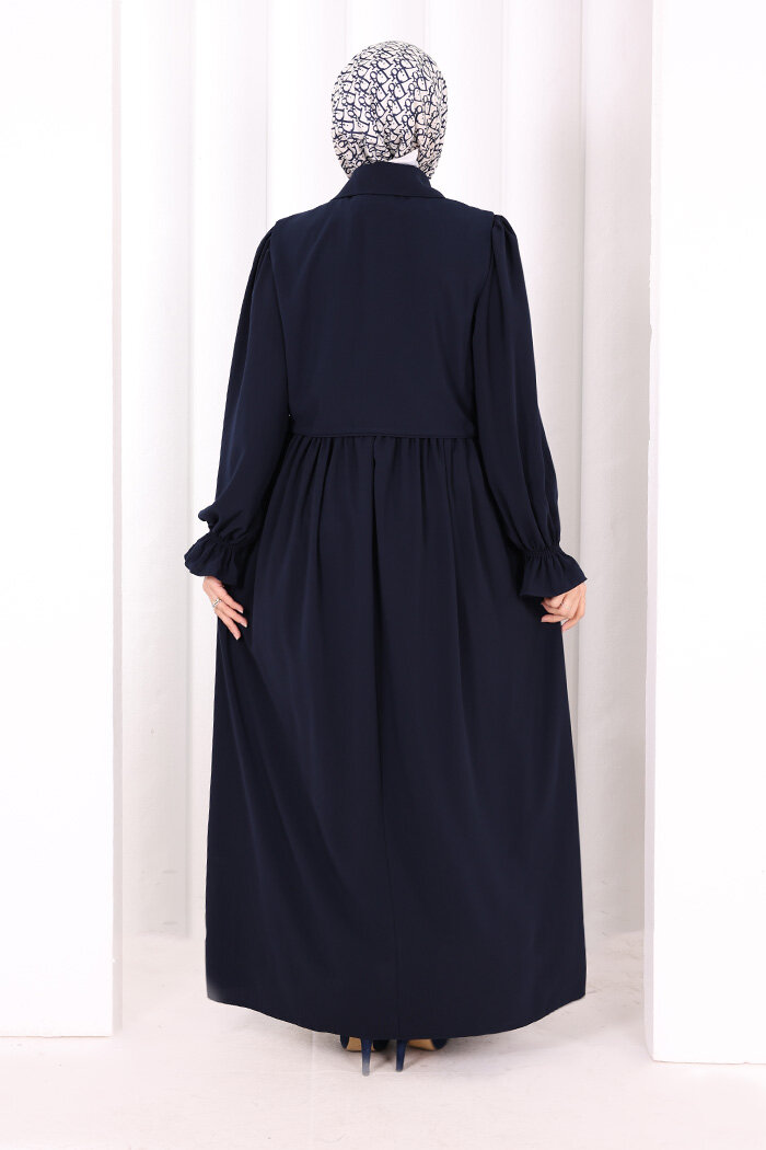 Pelerinli Elbise 6082 Lacivert - 4