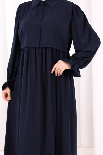 Pelerinli Elbise 6082 Lacivert - 6