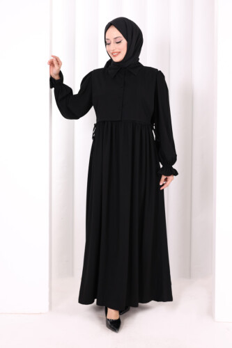 Pelerinli Elbise 6082 Siyah