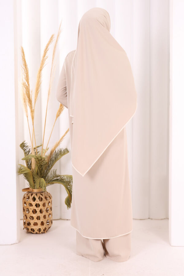 Hac Umre Biyeli Pantolonlu Tunik Takım ŞAL HEDİYE 8001 Taş - 4