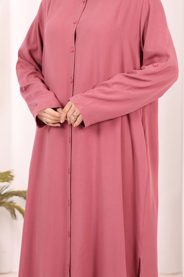 Hac Umre Düğmeli İkili Takım 6057 Gül Kurusu - 7