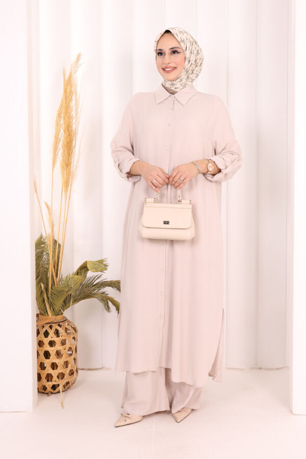 Hac Umre Düğmeli İkili Takım 6057 Taş - 1