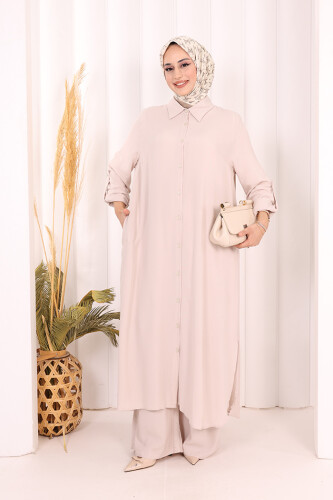 Hac Umre Düğmeli İkili Takım 6057 Taş - 2