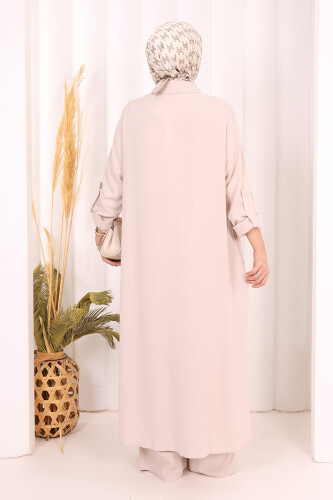 Hac Umre Düğmeli İkili Takım 6057 Taş - 4