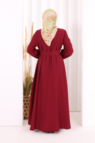 Hac Umre Elbise Boydan Düğmeli 7053 Bordo - 4