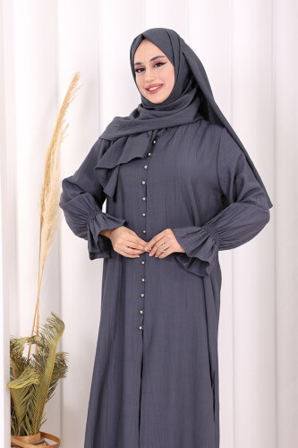 Hac  Umre Takım Önü Düğmeli Tunik,Pantolon  ŞAL  HEDİYE  8014 Füme - 7