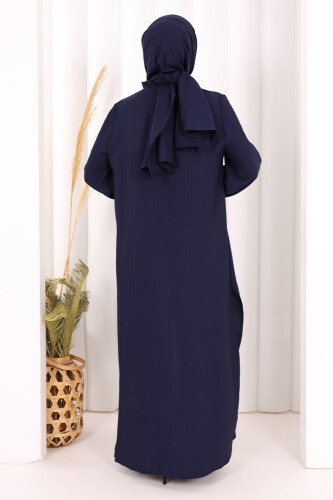 Hac  Umre Takım Önü Düğmeli Tunik,Pantolon  ŞAL  HEDİYE  8014 Lacivert - 5