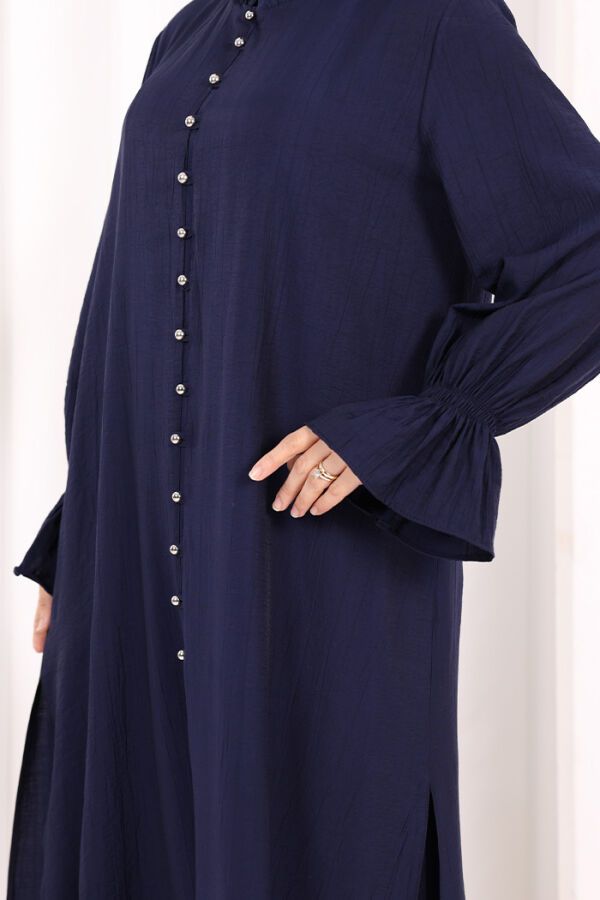 Hac  Umre Takım Önü Düğmeli Tunik,Pantolon  ŞAL  HEDİYE  8014 Lacivert - 7