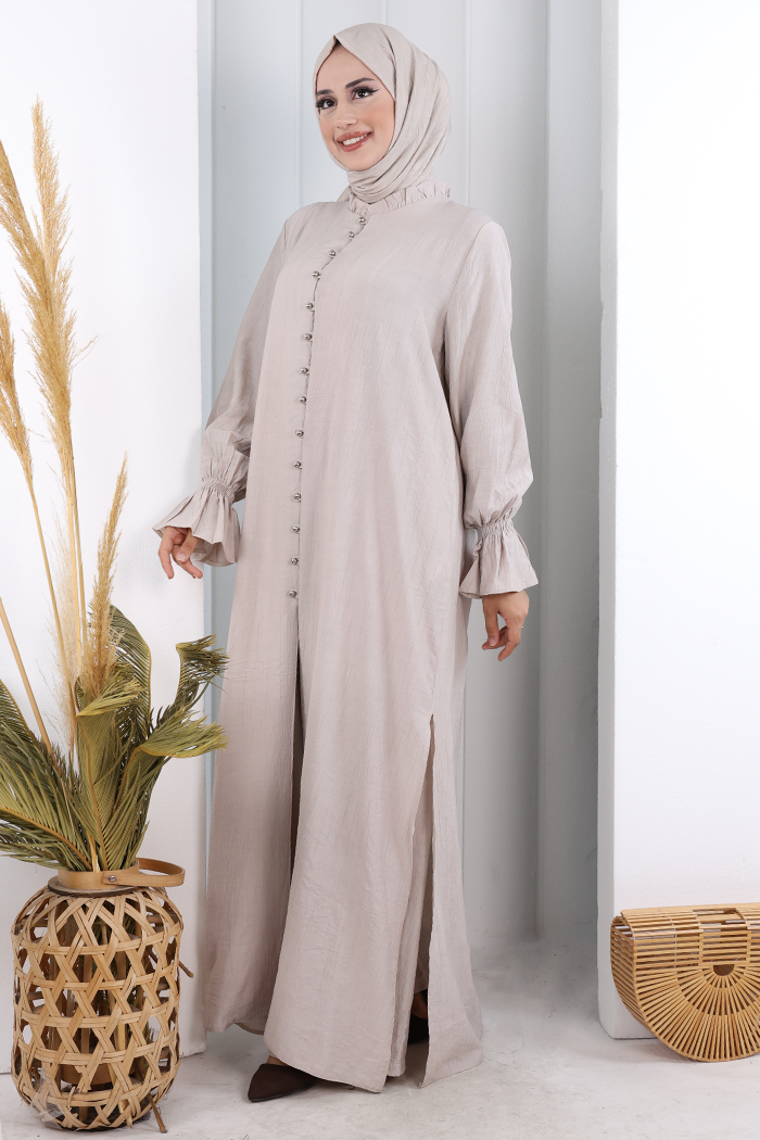 Hac Umre Takım Önü Düğmeli Tunik,Pantolon ŞAL HEDİYE 8014 Taş - 2
