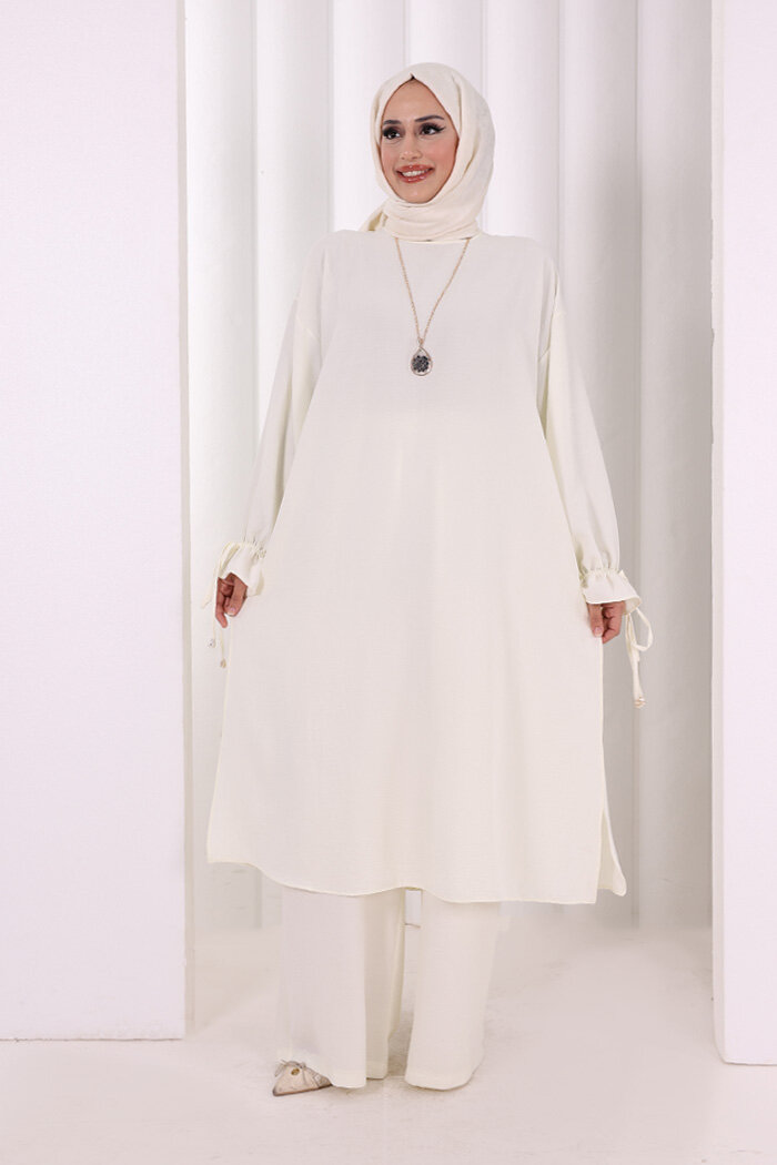 İkili Pantolonlu Takım 8029 Ekru - 1