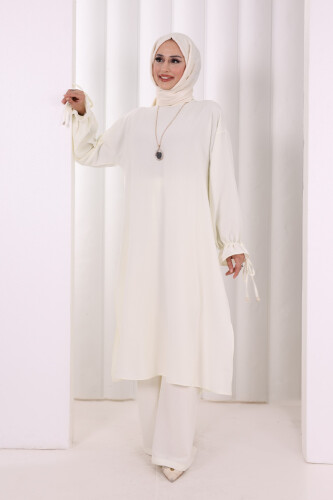 İkili Pantolonlu Takım 8029 Ekru - 2