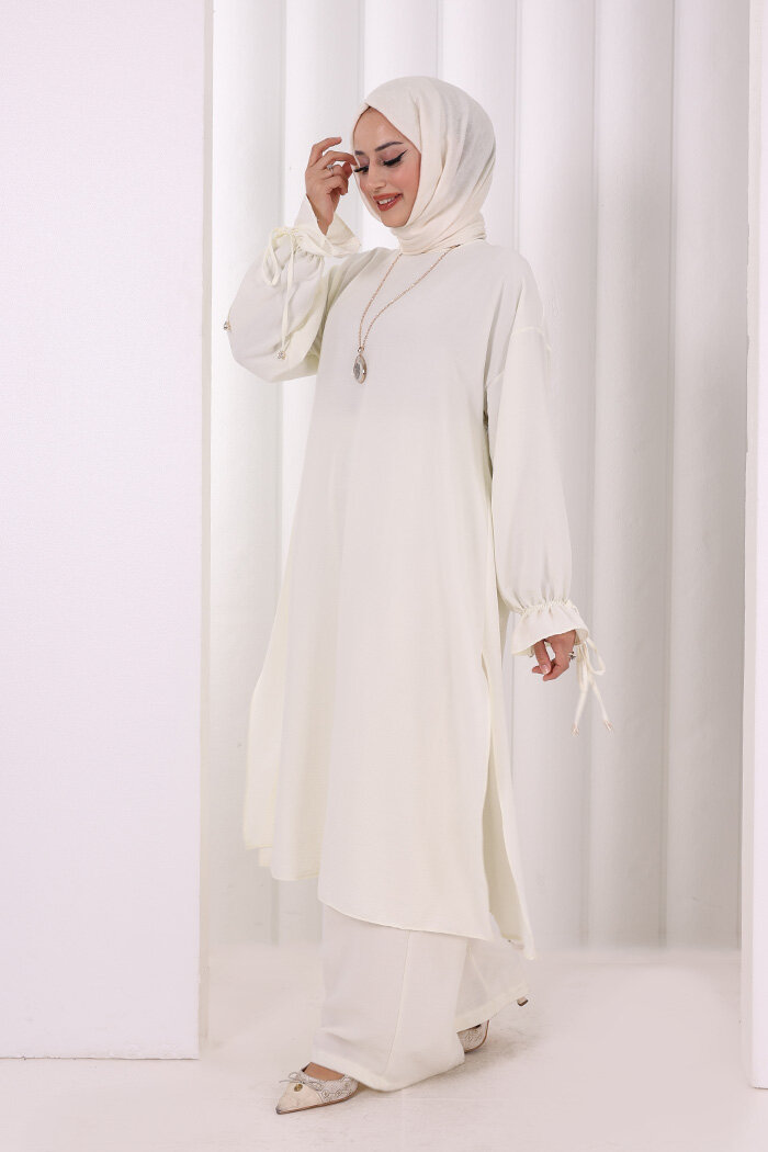 İkili Pantolonlu Takım 8029 Ekru - 3