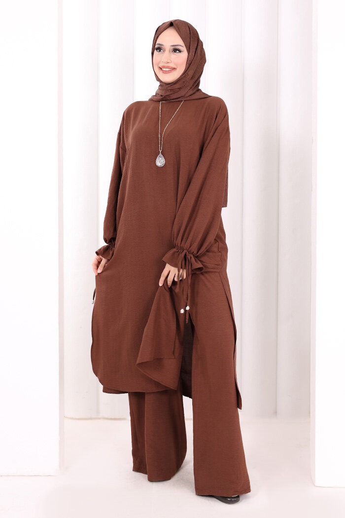 İkili Pantolonlu Takım 8029 Kahverengi - 1