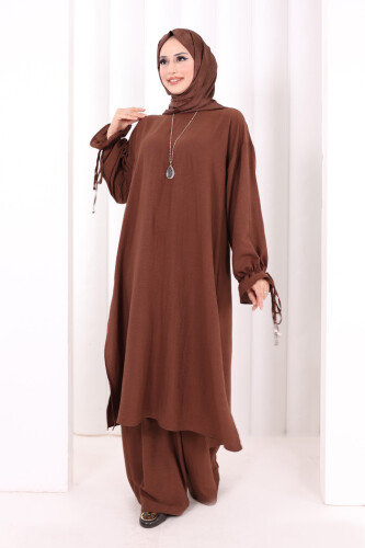 İkili Pantolonlu Takım 8029 Kahverengi - 2