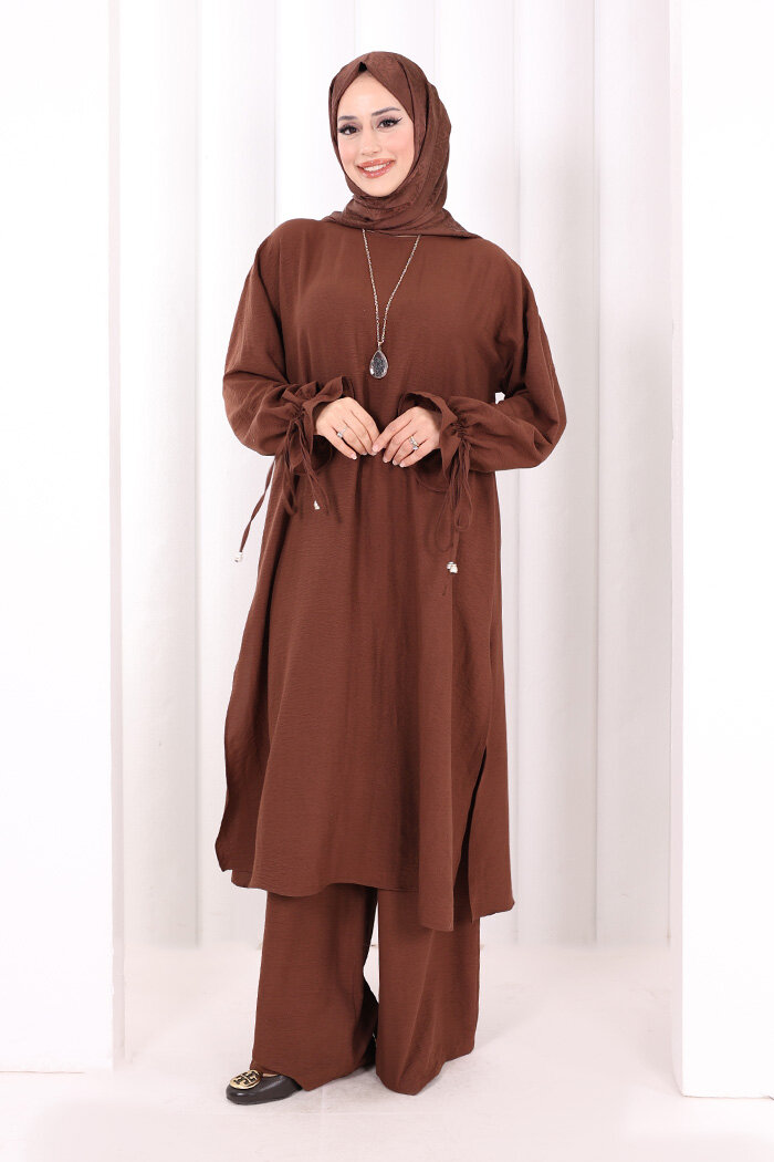 İkili Pantolonlu Takım 8029 Kahverengi - 3