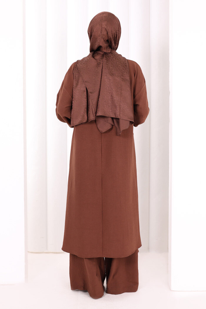 İkili Pantolonlu Takım 8029 Kahverengi - 5