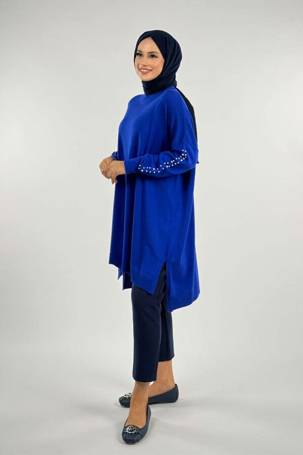 İnci Detaylı Triko Tunik 18309 Saks - 3