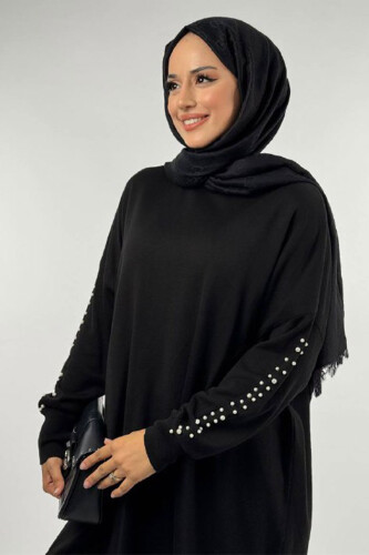 İnci Detaylı Triko Tunik 18309 Siyah - 4