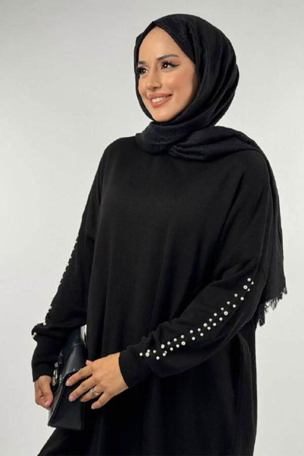 İnci Detaylı Triko Tunik 18309 Siyah - 4