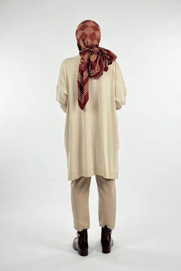 İnci Detaylı Triko Tunik 18309 Taş - 2