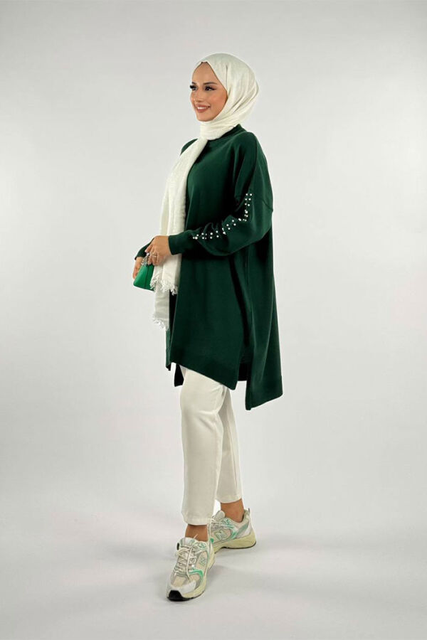 İnci Detaylı Triko Tunik 18309 Zümrüt - 3