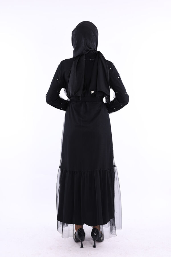 İncili Abaya Ve Elbise Takım 8491 Siyah - 3