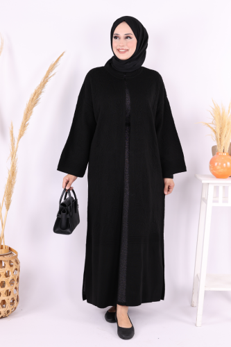 Kabartma Desen Hırka 9085 Siyah - Bym Fashion