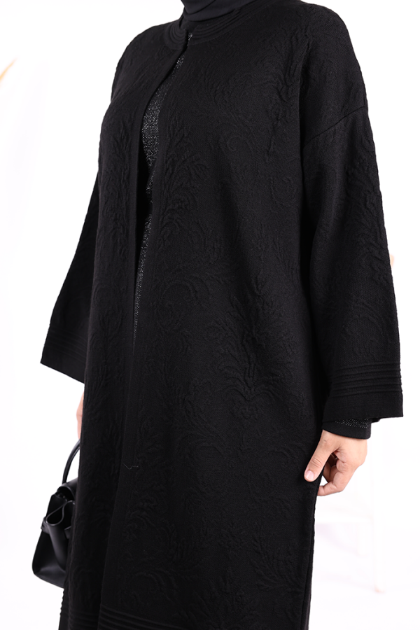 Kabartma Desen Hırka 9085 Siyah - 5