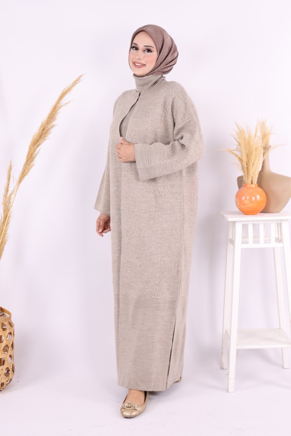 Kabartma Desen Hırka 9085 Vizon - 2