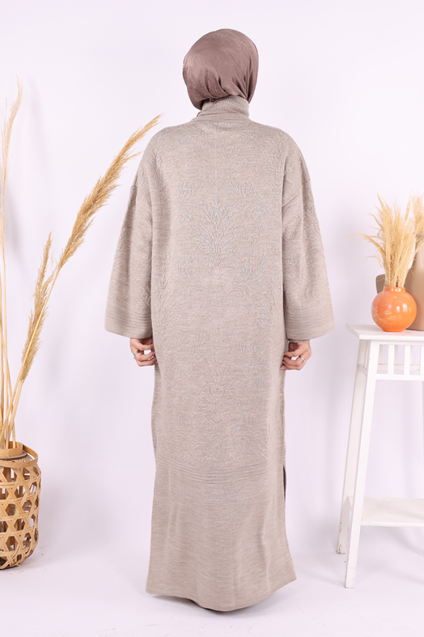 Kabartma Desen Hırka 9085 Vizon - 3