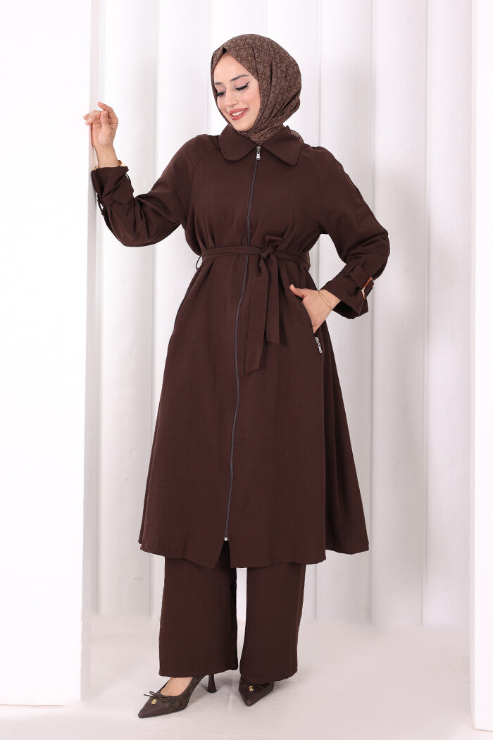 Kap Pantolonlu Takım 7074 Kahverengi - 2