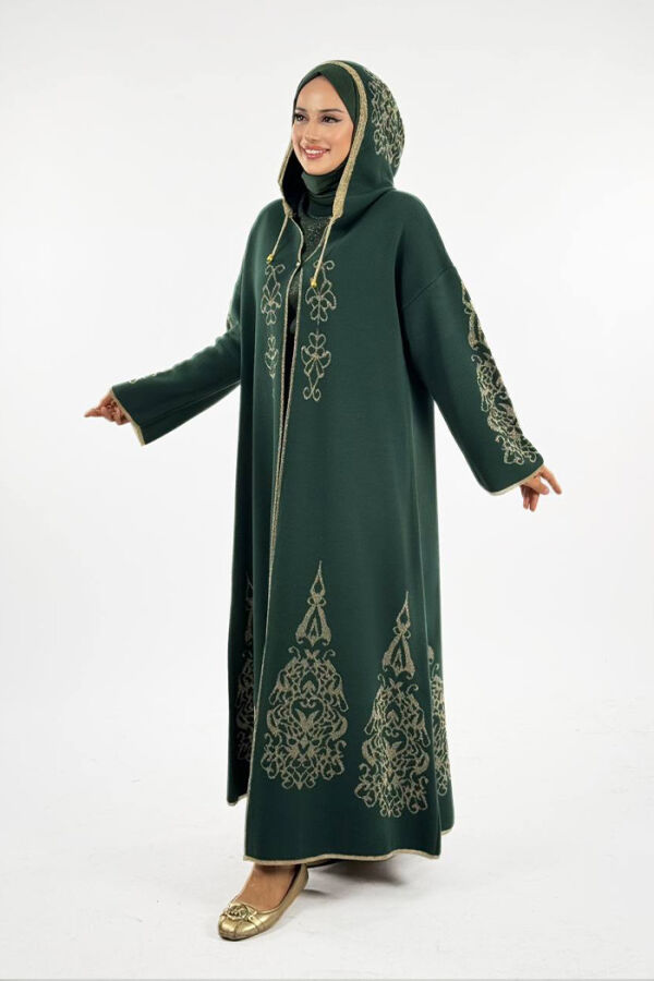 KAPŞONLU SİMLİ HIRKA 18307 Zümrüt - 3