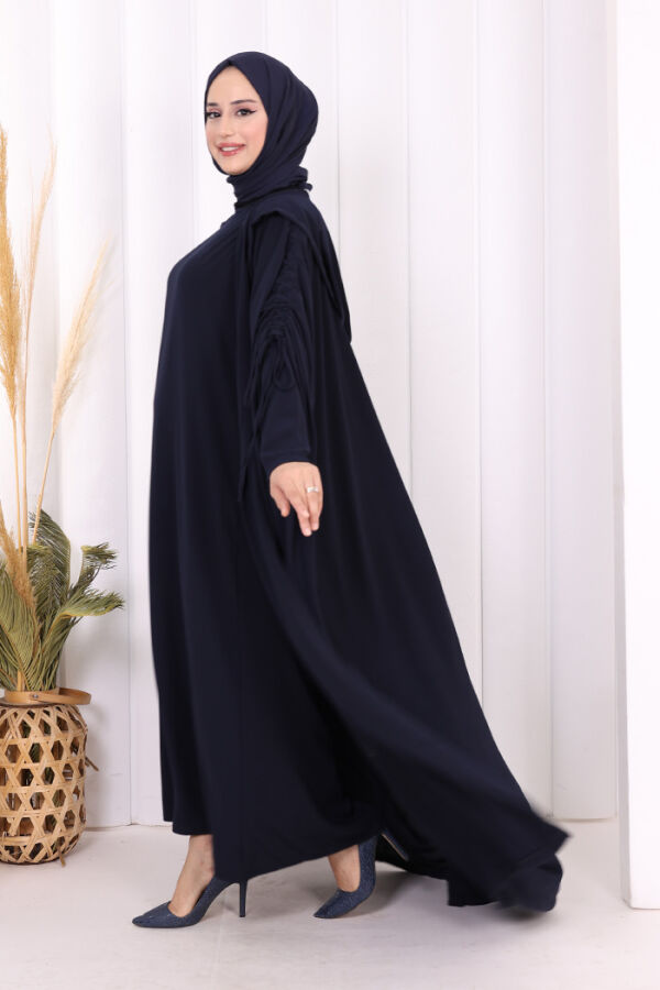 Kapüşonlu Abaya ve  Elbise İkili Takım 70013 Lacivert - 5