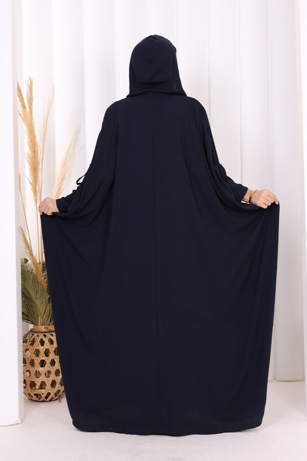 Kapüşonlu Abaya ve  Elbise İkili Takım 70013 Lacivert - 6