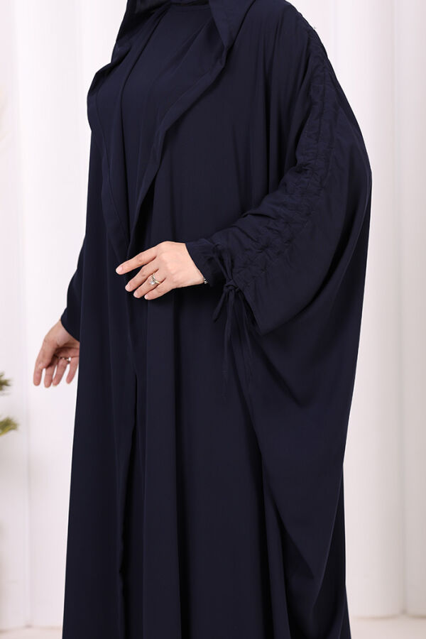 Kapüşonlu Abaya ve  Elbise İkili Takım 70013 Lacivert - 8