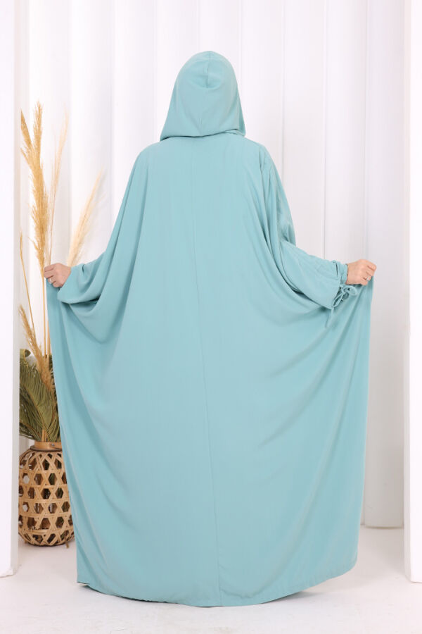 Kapüşonlu Abaya ve  Elbise İkili Takım 70013 Mint - 3