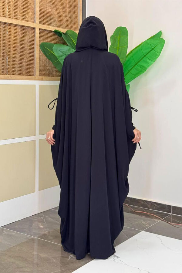 Kapüşonlu Abaya ve Elbise İkili Takım 70013 Siyah - 2