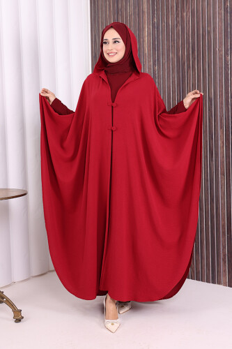 Kapüşonlu Ayrobin Pelerin 70021 Bordo - Bym Fashion