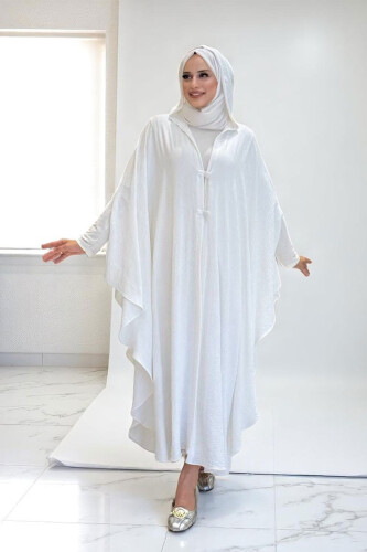 Kapüşonlu Ayrobin Pelerin 70021 Ekru 