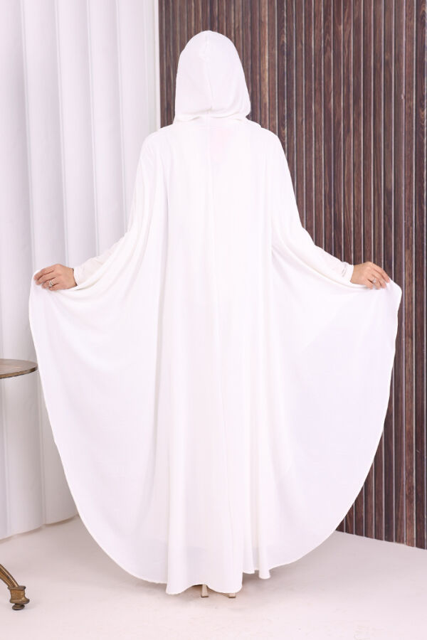 Kapüşonlu Ayrobin Pelerin 70021 Ekru - 5